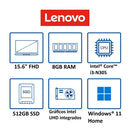 Portátil Lenovo IdeaPad Slim 3 15.6" | Core i3 | 8Gb RAM | 512 GB SSD