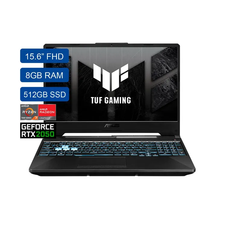 Computador Portátil Gamer ASUS TUF 15.6"  FA506NFR - AMD Ryzen 7 - RAM 8 GB - Disco SSD 512 - Negro